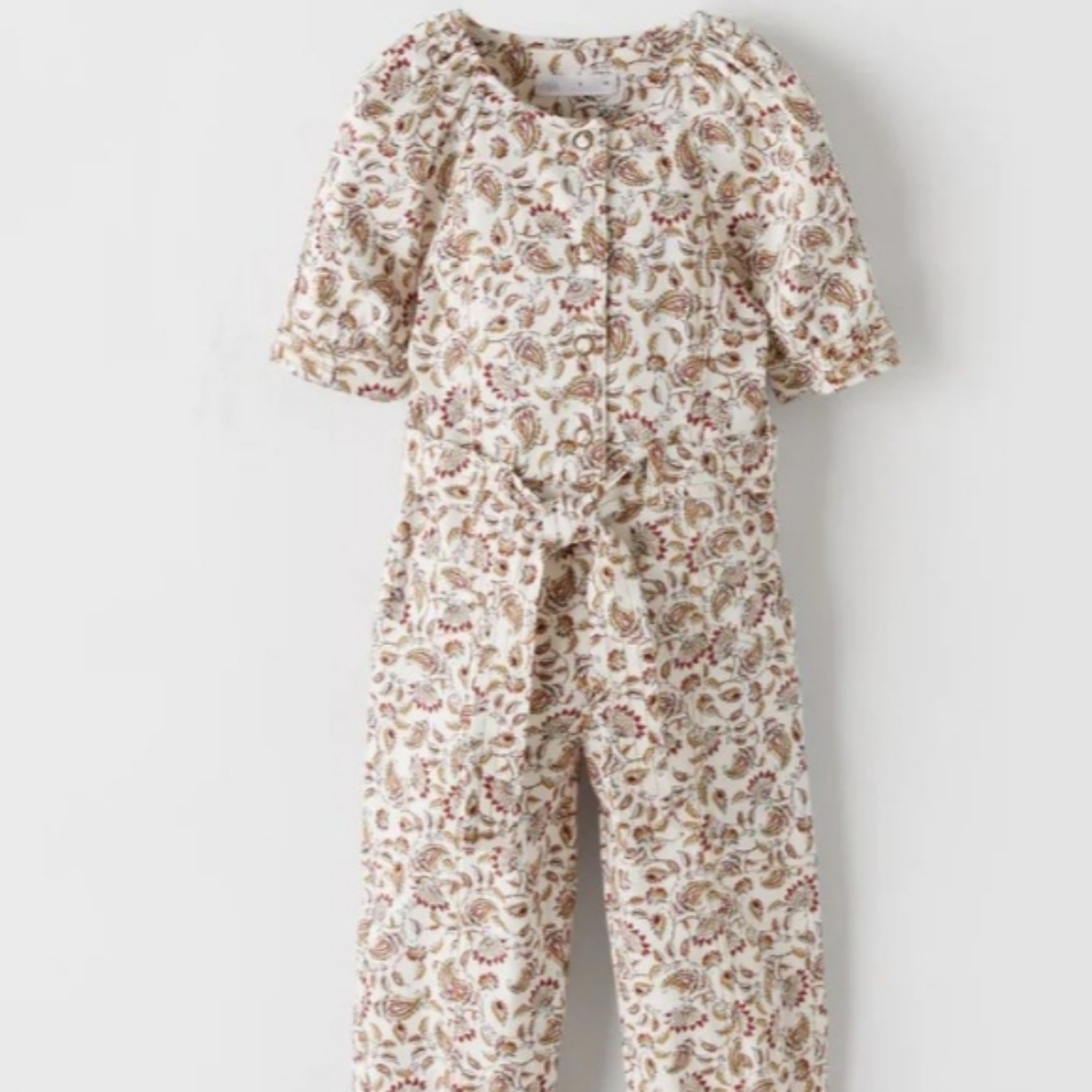 ZARA KIDS Paisley Boho Buttoned Jumpsuit sz  11-12 Year /summer,